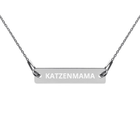 Halskette mit graviertem Rechteck-Anhänger "KATZENMAMA"