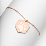 Halskette - Sechseck-Anhänger mit eingravierter Katzenpfote