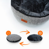 Rundes Katzenbett mit hohem Rand details