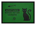 Achtung! Einlass nur mit Leckerlie  - Fußmatte mit Gummirand