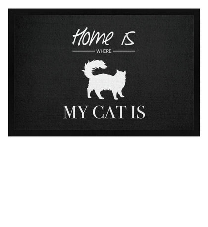 Home is where my cat is  - Fußmatte mit Gummirand